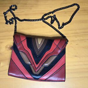 ELENA GHISELLINI Leather ANGEL Sensua Gunmetal Chain Handbag